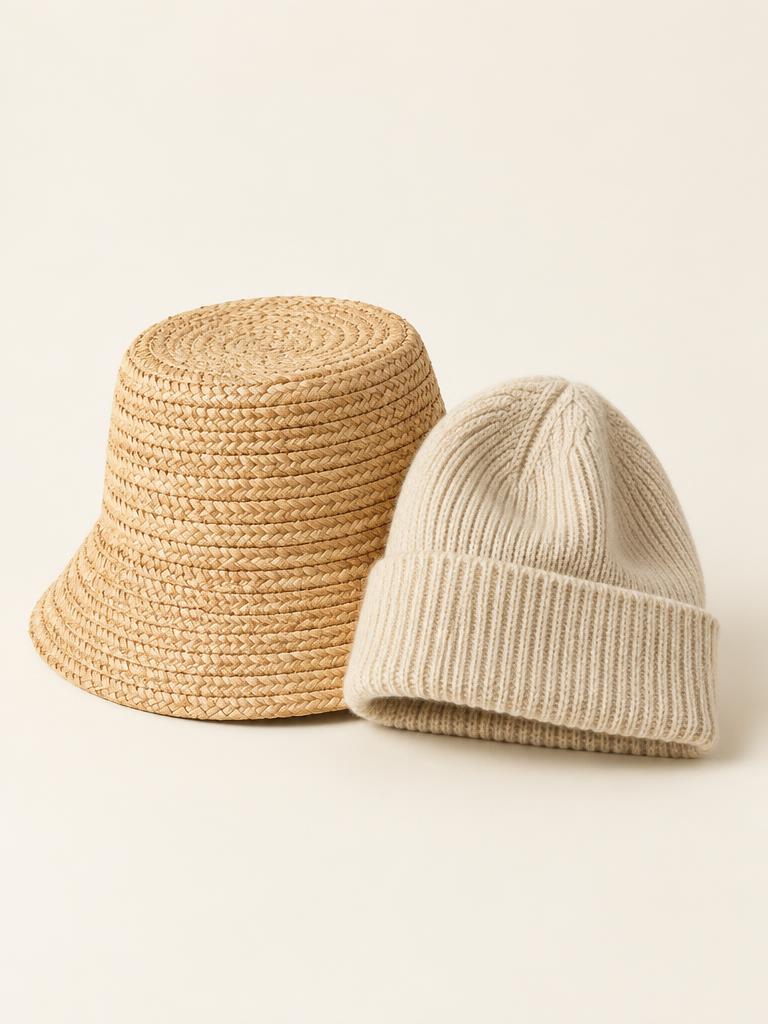 Straw Bucket Hat & Beanie