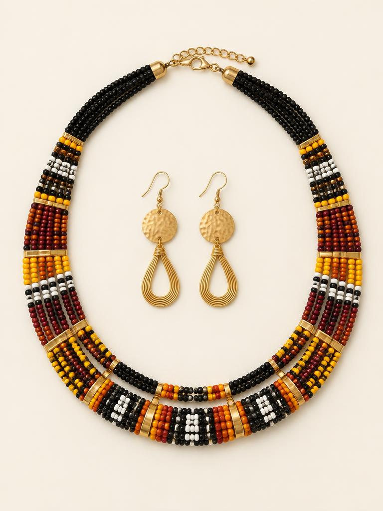 Beaded Necklace & Earrings